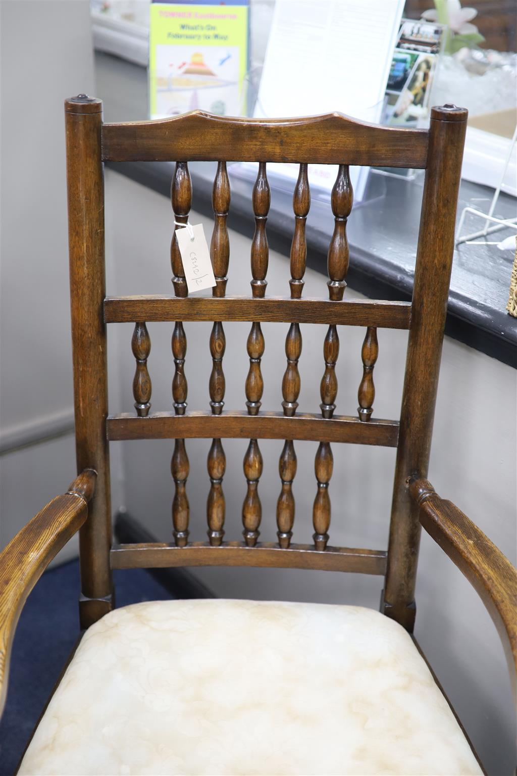 A 19th century ash Lancashire spindle back elbow chair